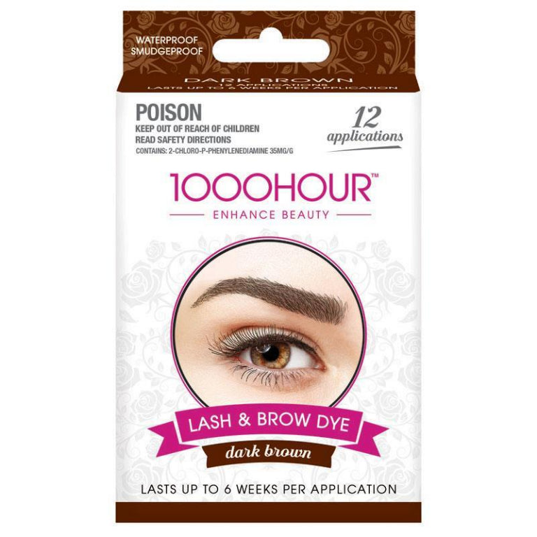 1000 Hour Eyelash & Brow Dye Kit Dark Brown front image on Livehealthy HK imported from Australia