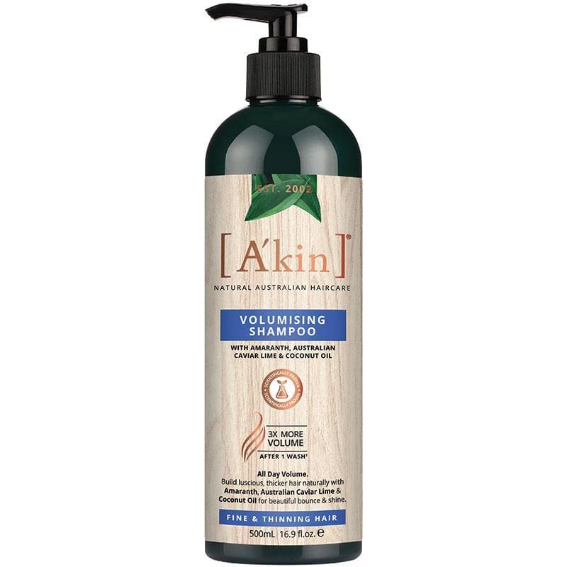 Akin Volumising Shampoo 500ml front image on Livehealthy HK imported from Australia