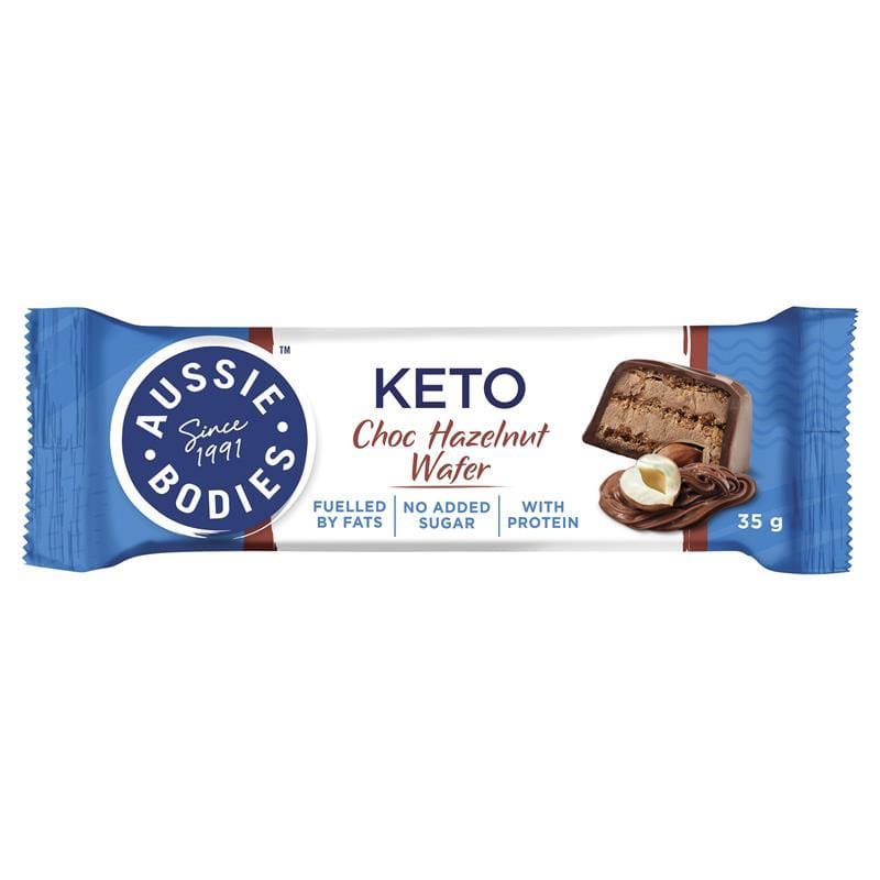 Aussie Bodies Keto Wafer Choc Hazelnut 35g front image on Livehealthy HK imported from Australia