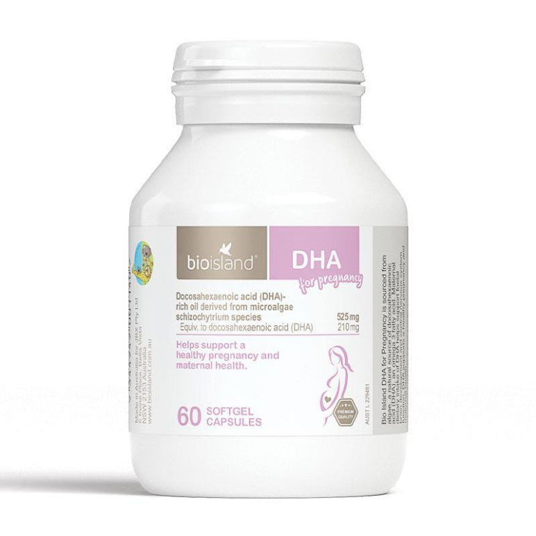 Bio Island DHA for Pregnancy 60 Softgel Capsules front image on Livehealthy HK imported from Australia