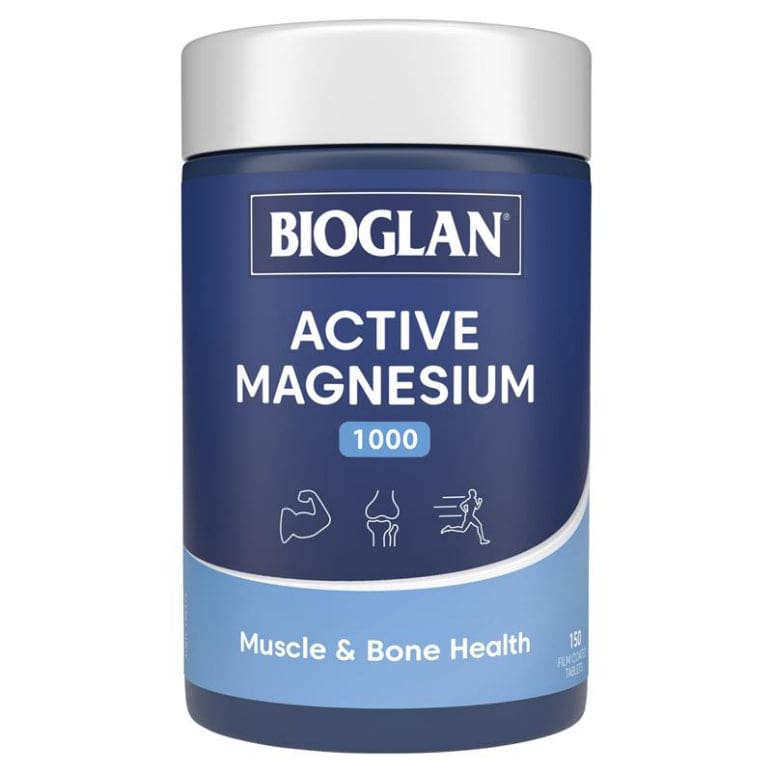 Bioglan Active Magnesium 1000mg 150 Tablets front image on Livehealthy HK imported from Australia