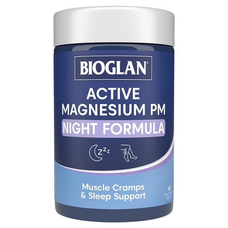 Bioglan Active Magnesium PM 60 Tablets front image on Livehealthy HK imported from Australia