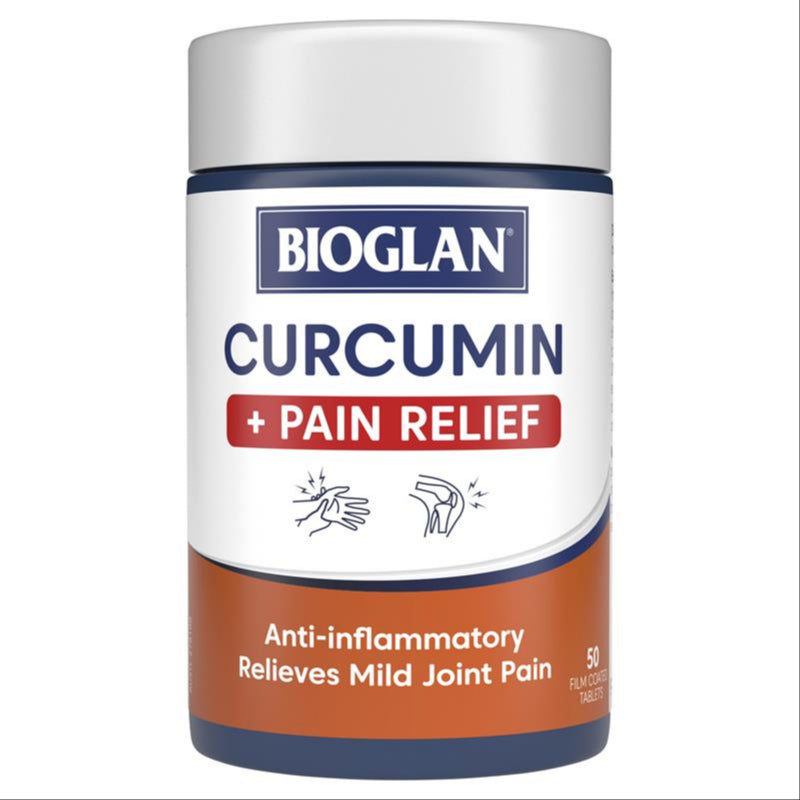Bioglan Curcumin Plus Pain Relief 50 Tablets front image on Livehealthy HK imported from Australia
