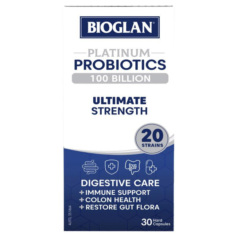 Bioglan Platinum Probiotic 100 Billion 30 Capsules front image on Livehealthy HK imported from Australia