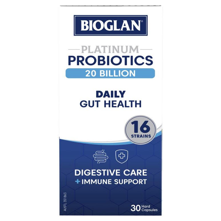 Bioglan Platinum Probiotic 20 Billion 30 Capsules front image on Livehealthy HK imported from Australia