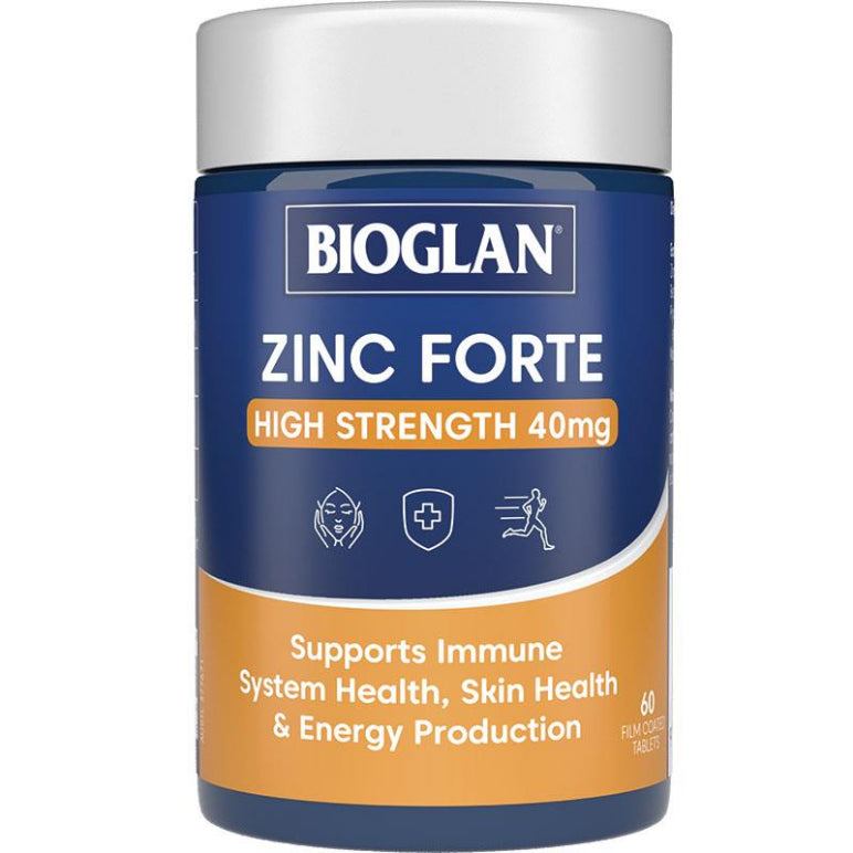 Bioglan Zinc Forte High Strength 40mg 60 Tablets front image on Livehealthy HK imported from Australia