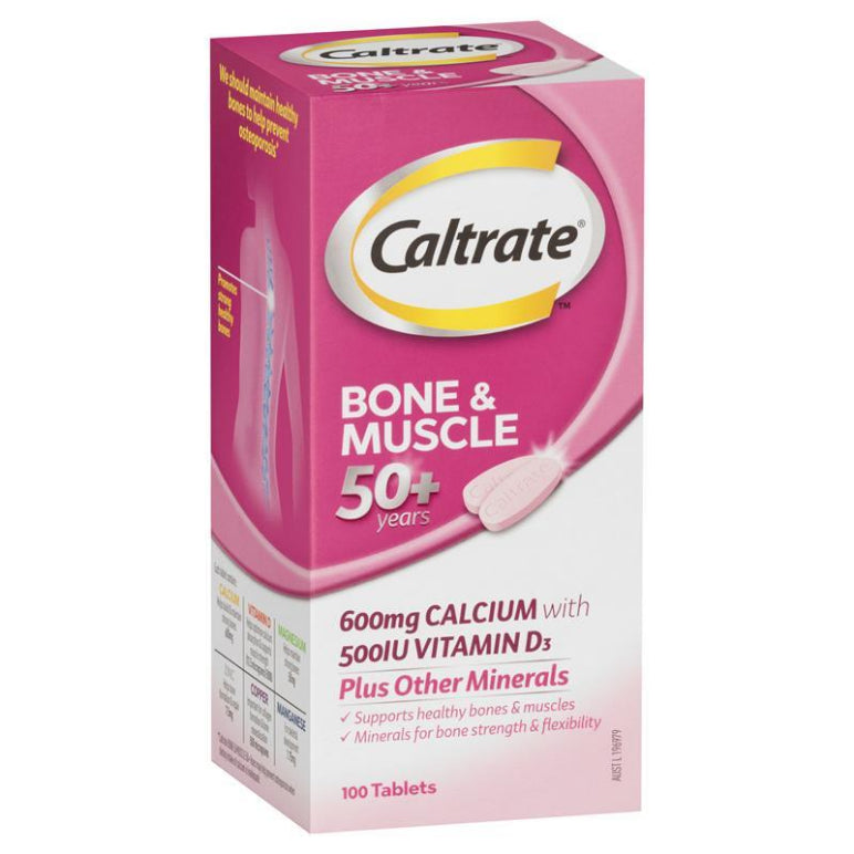 Caltrate Bone & Muscle 50+ 100 Tablets front image on Livehealthy HK imported from Australia
