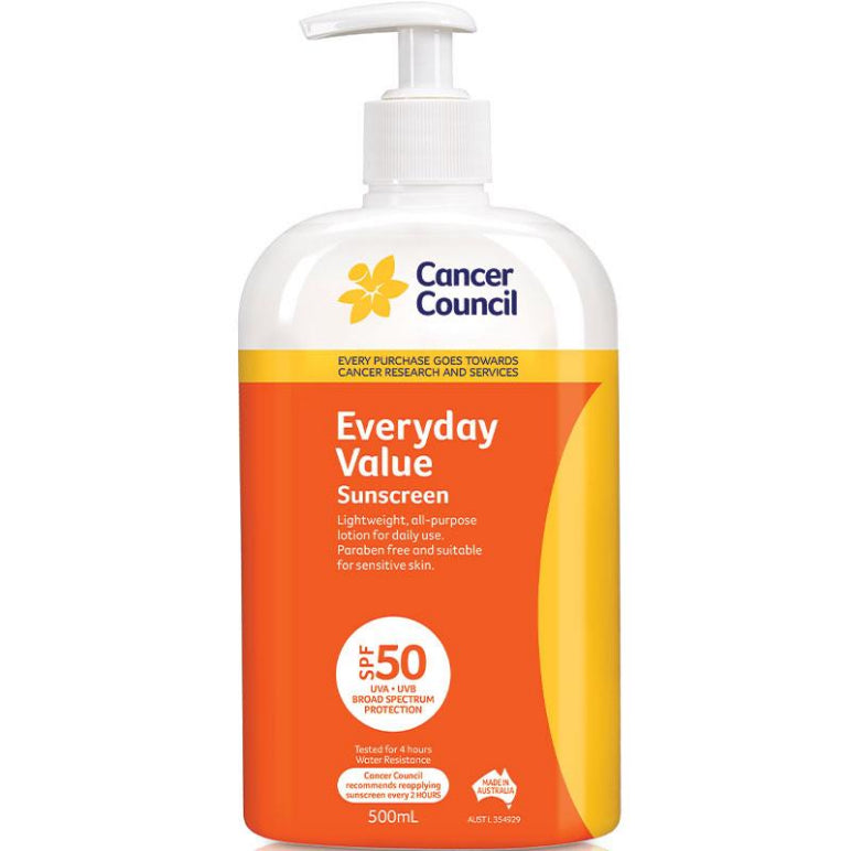 Cancer Council SPF 50+ Everyday Value 500ml front image on Livehealthy HK imported from Australia