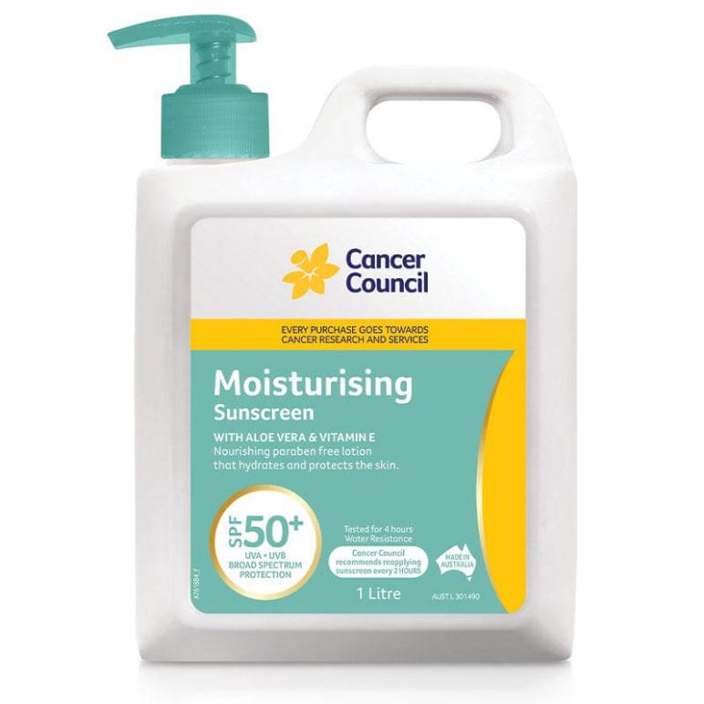 Cancer Council SPF 50+ Moisturising 1L front image on Livehealthy HK imported from Australia