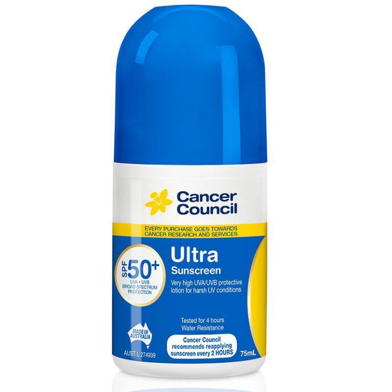 Cancer Council SPF 50+ Ultra 75ml Roll On front image on Livehealthy HK imported from Australia