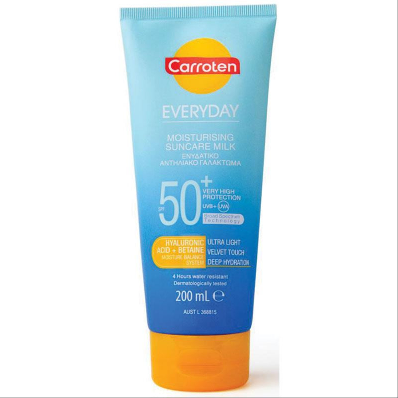 Carroten Everyday Suncare Milk SPF 50+ 200ml front image on Livehealthy HK imported from Australia