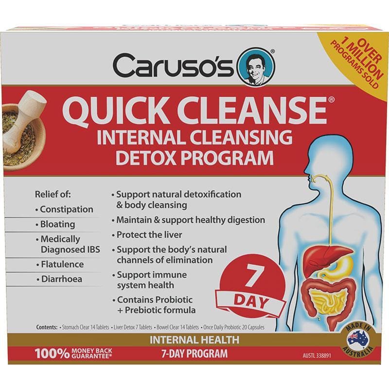 Carusos Quick Cleanse Internal Cleansing Detox Program 7 Day NEW front image on Livehealthy HK imported from Australia