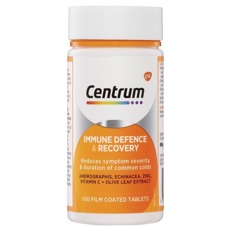 Centrum Immune Defence & Recovery 100 Capsules front image on Livehealthy HK imported from Australia