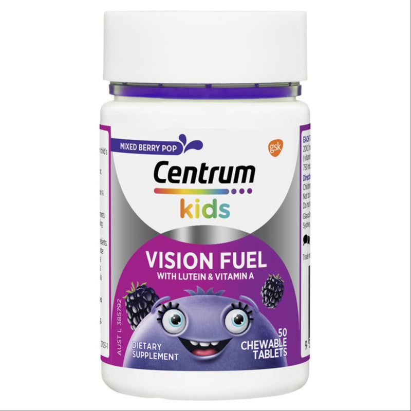 Centrum Kids Vision Fuel 50 Chewable Tablets front image on Livehealthy HK imported from Australia
