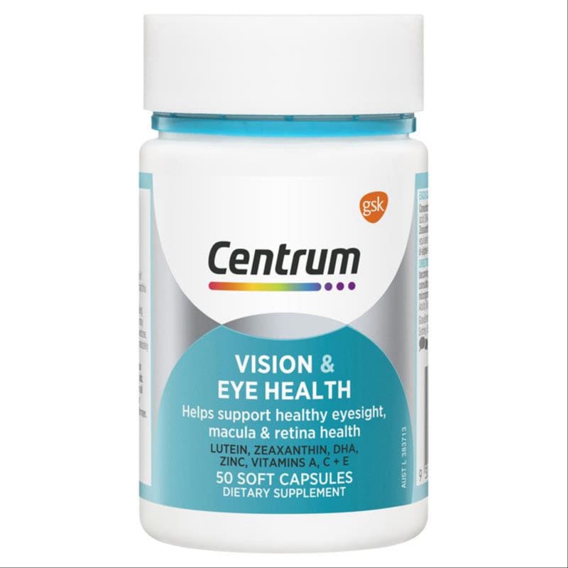 Centrum Vision and Eye Health 50 Capsules front image on Livehealthy HK imported from Australia