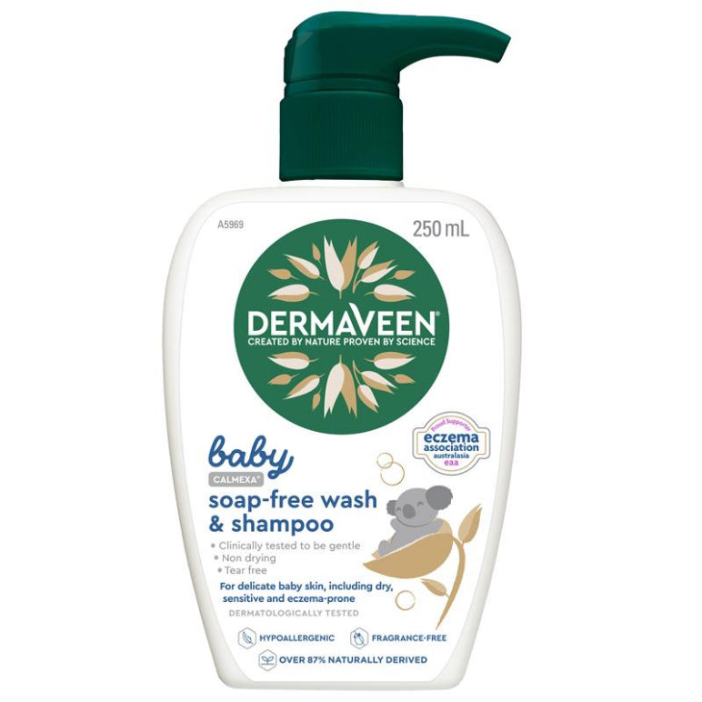 DermaVeen Baby Calmexa Soap-Free Wash & Shampoo 250ml front image on Livehealthy HK imported from Australia