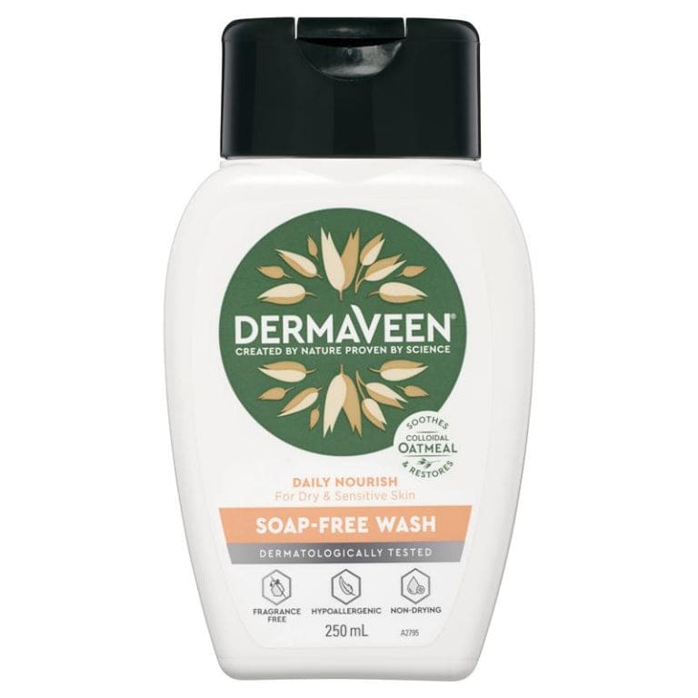 DermaVeen Daily Nourish Soap-Free Wash for Dry & Sensitive Skin 250mL front image on Livehealthy HK imported from Australia