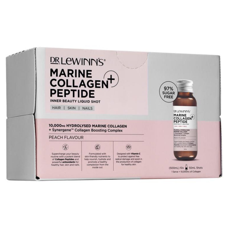 Dr. LeWinn's Marine Collagen Peptide+ Inner Beauty Liquid Shot - 10 x 50mL front image on Livehealthy HK imported from Australia