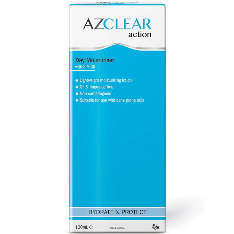 Ego Azclear Action Day Moisturiser SPF 30 120ml front image on Livehealthy HK imported from Australia