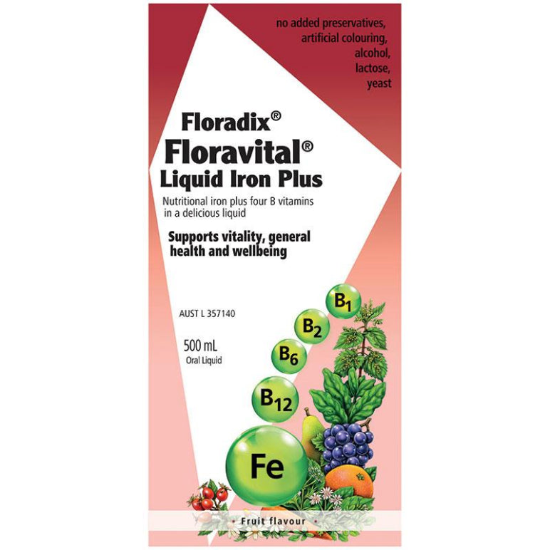 Floradix Floravital Liquid Iron Plus 500ml Oral Liquid New Look front image on Livehealthy HK imported from Australia