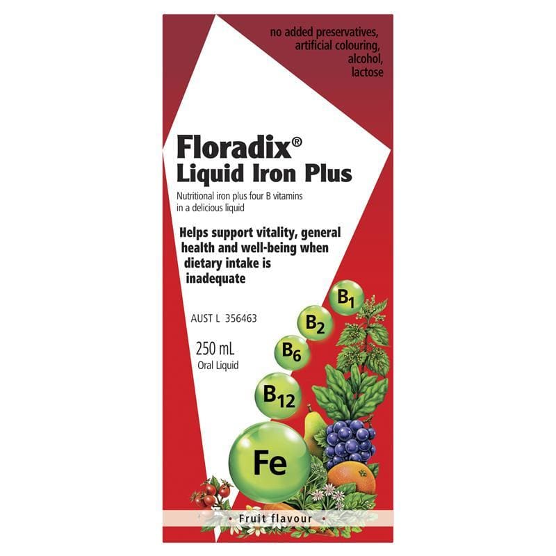 Floradix Liquid Iron Plus 250ml Oral Liquid New Look front image on Livehealthy HK imported from Australia