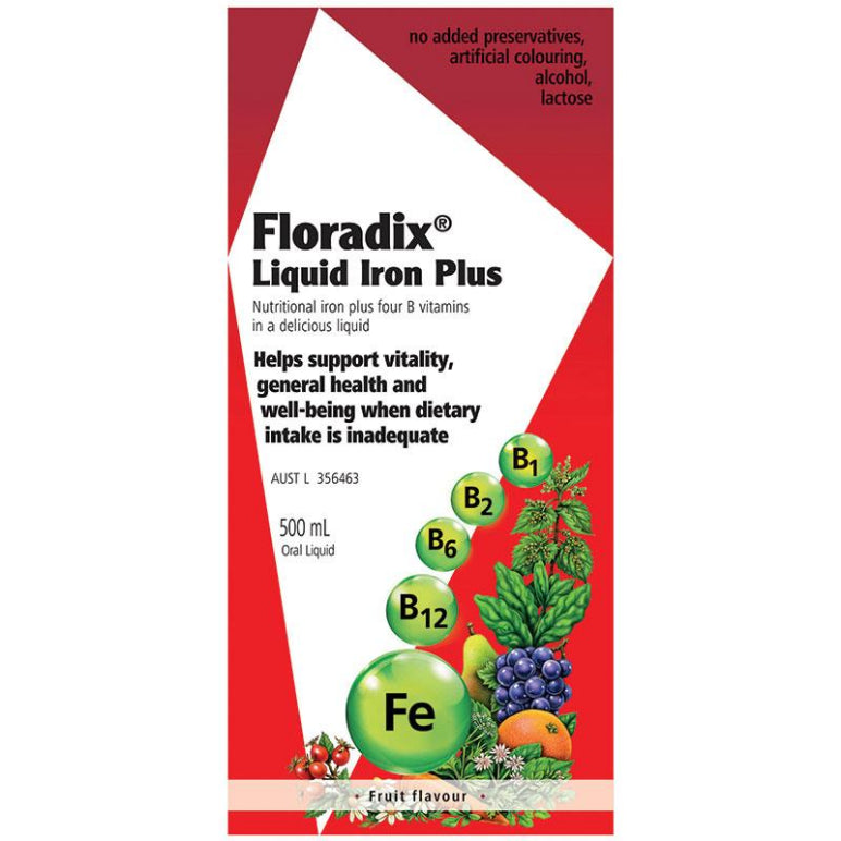 Floradix Liquid Iron Plus 500ml Oral Liquid New Look front image on Livehealthy HK imported from Australia