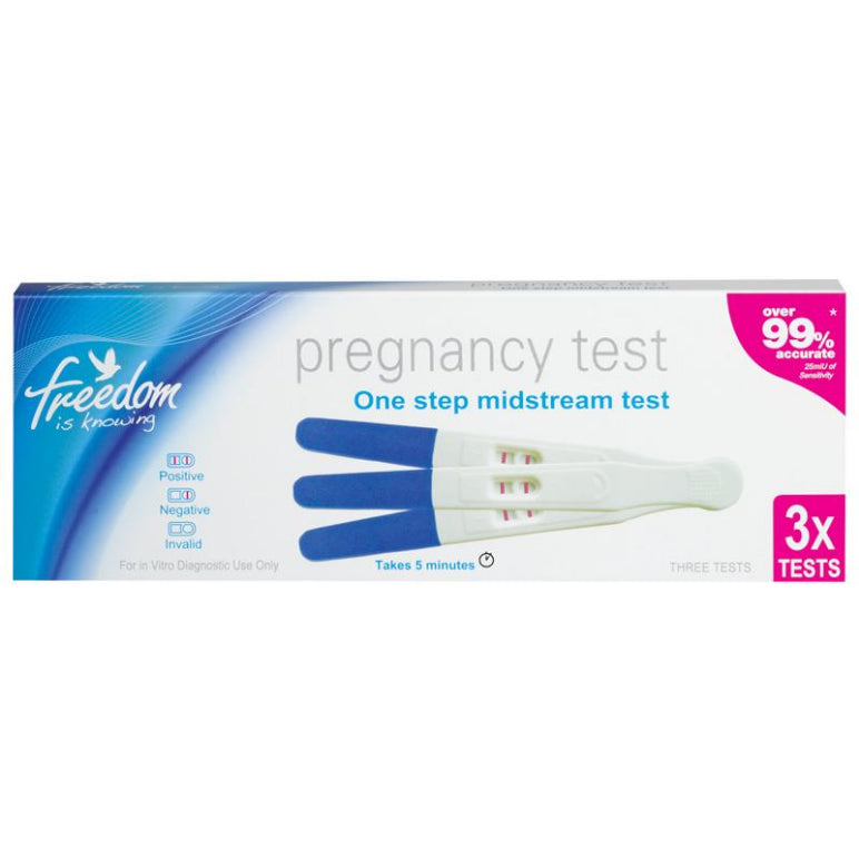 Freedom Mid Stream Pregnancy Test Kit Triple front image on Livehealthy HK imported from Australia
