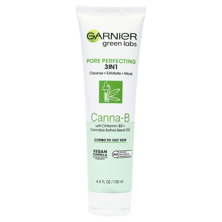 Garnier Green Labs Canna-B Pore Perfecting 3 in 1 Clay Cleanser 130mL front image on Livehealthy HK imported from Australia