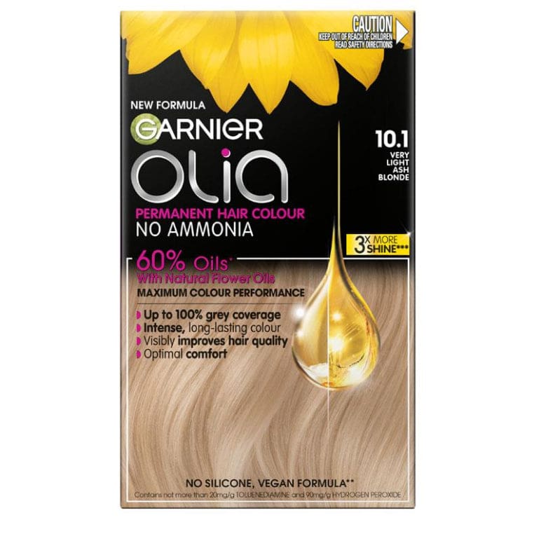 Garnier Olia 10.1 Light Ash Blonde Permanent Hair Colour No Ammonia 60% Oils front image on Livehealthy HK imported from Australia