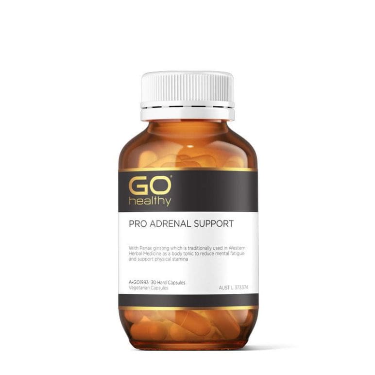 GO Healthy Pro Adrenal Support 30 Vege Capsules front image on Livehealthy HK imported from Australia
