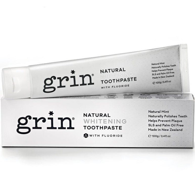Grin Toothpaste Natural Whitening With Fluoride 100g front image on Livehealthy HK imported from Australia