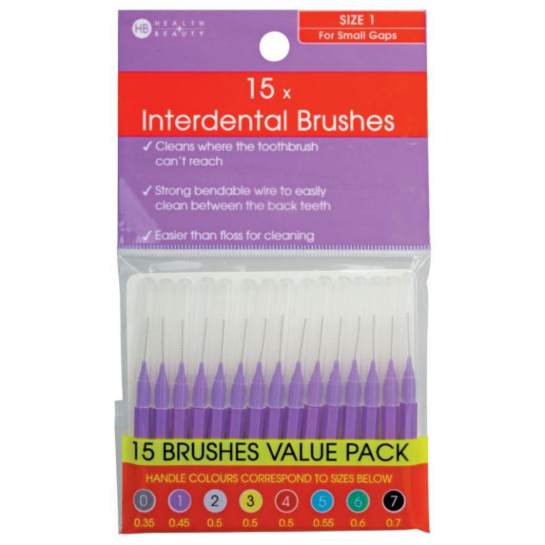 Health & Beauty Interdental Brushes 15 Pieces Size 1 front image on Livehealthy HK imported from Australia