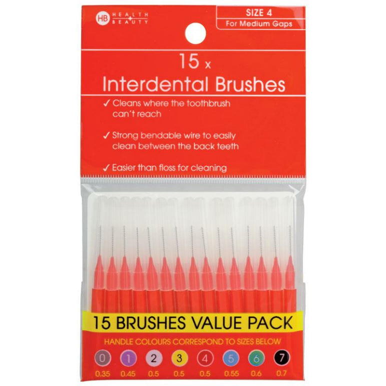 Health & Beauty Interdental Brushes 15 Pieces Size 4 front image on Livehealthy HK imported from Australia