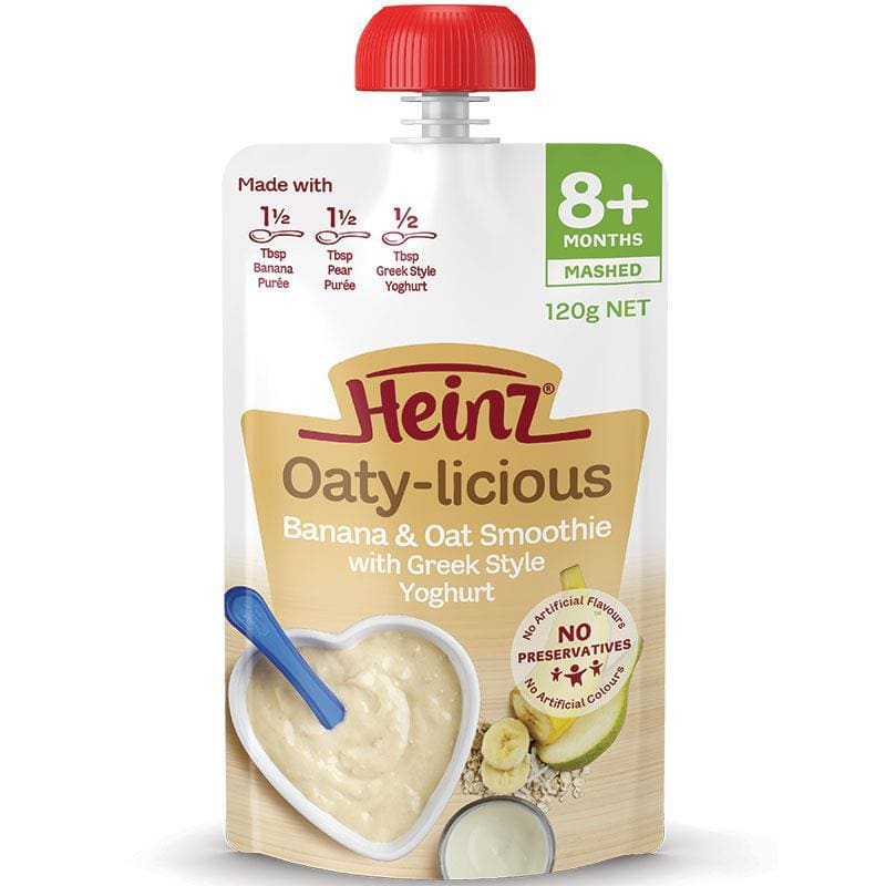 Heinz Banana & Oat Smoothie with Greek style Yoghurt Pouch 120g 8m+ front image on Livehealthy HK imported from Australia