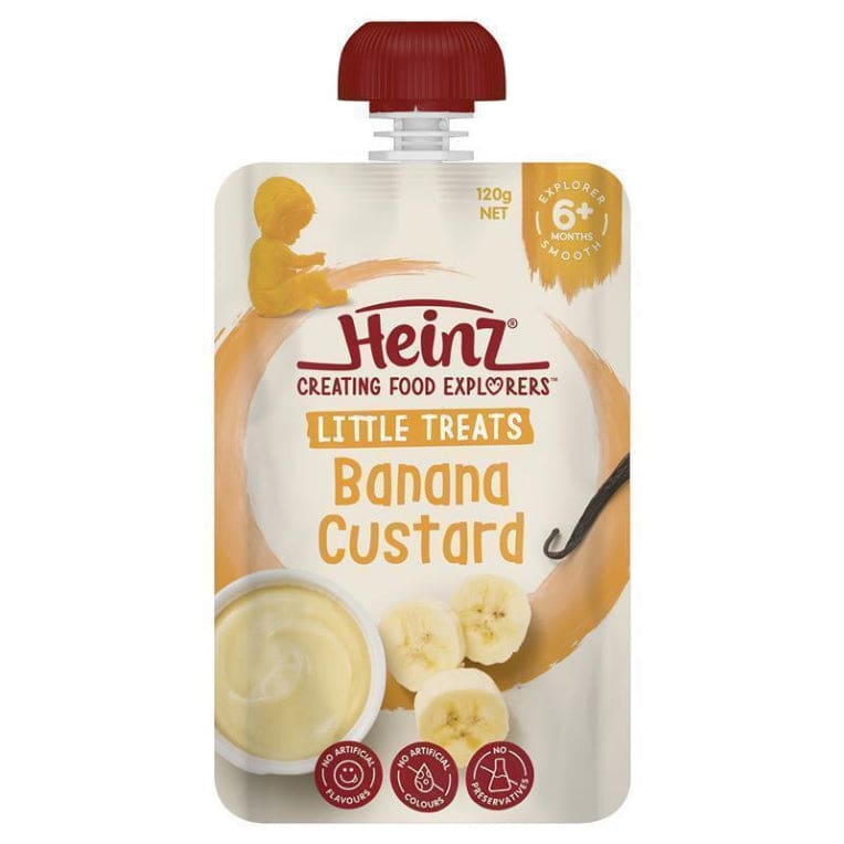 Heinz Custard with Banana Pouch 120g 6m+ front image on Livehealthy HK imported from Australia