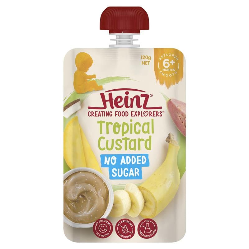 Heinz No Added Sugar Tropical Custard 120g front image on Livehealthy HK imported from Australia