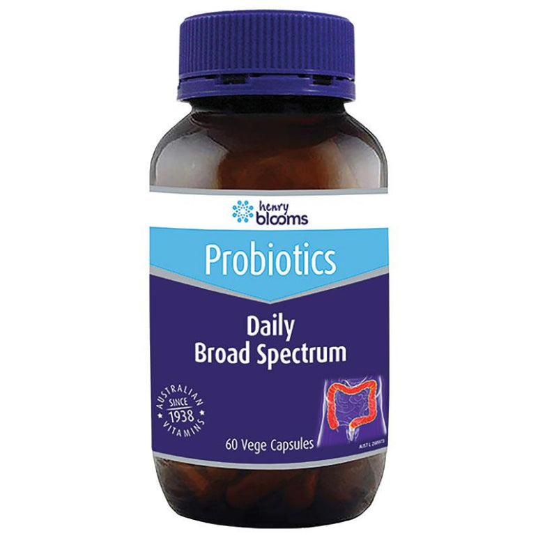 Henry Blooms Adults Daily Broad Spectrum Probiotic 60 Capsules front image on Livehealthy HK imported from Australia