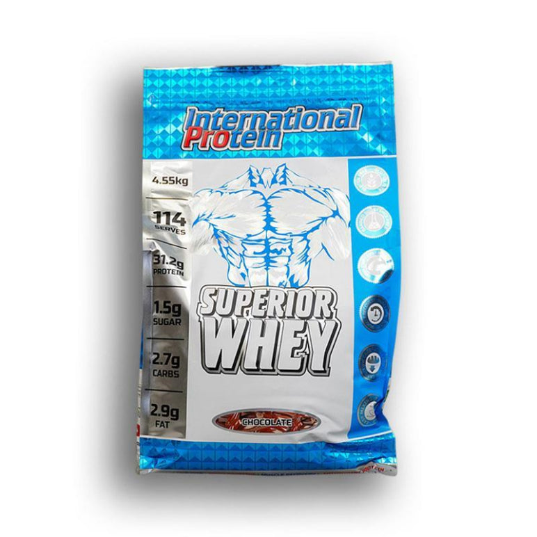 International Protein Superior Whey Chocolate 4.55kg front image on Livehealthy HK imported from Australia