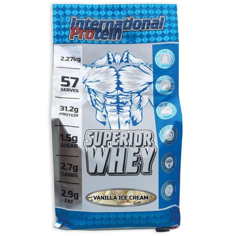 International Protein Superior Whey Vanilla 2.27kg front image on Livehealthy HK imported from Australia