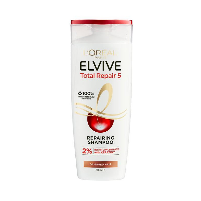 L'Oreal Paris Elvive Total Repair 5 Shampoo 300ml front image on Livehealthy HK imported from Australia