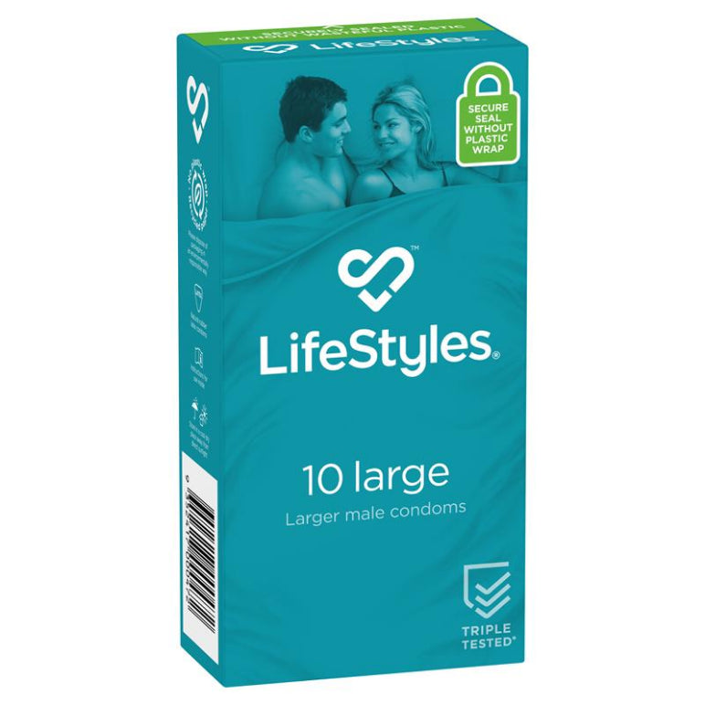LifeStyles Condoms Large 10 Pack front image on Livehealthy HK imported from Australia