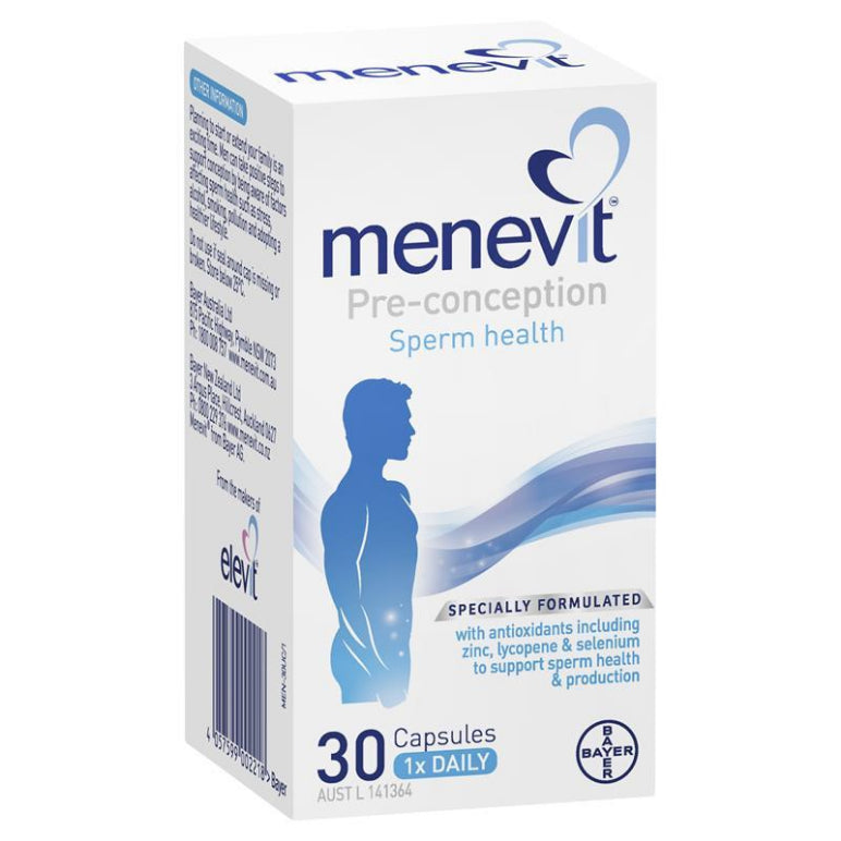 Menevit Pre-Conception Sperm Health Capsules 30 pack (30 days) front image on Livehealthy HK imported from Australia