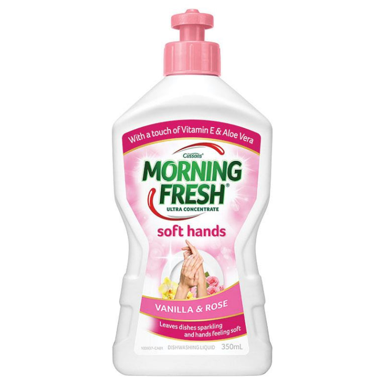 Morning Fresh Dishwashing Liquid Soft Hands Vanilla & Rose 350ml front image on Livehealthy HK imported from Australia