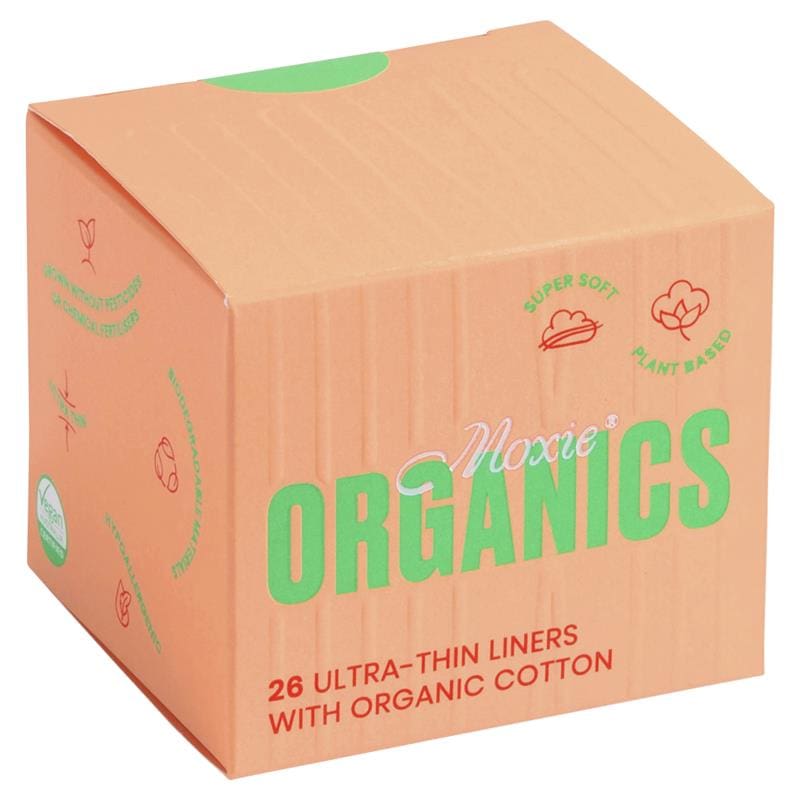 Moxie Organics Ultra Thin Panty Liners 26 Pack front image on Livehealthy HK imported from Australia
