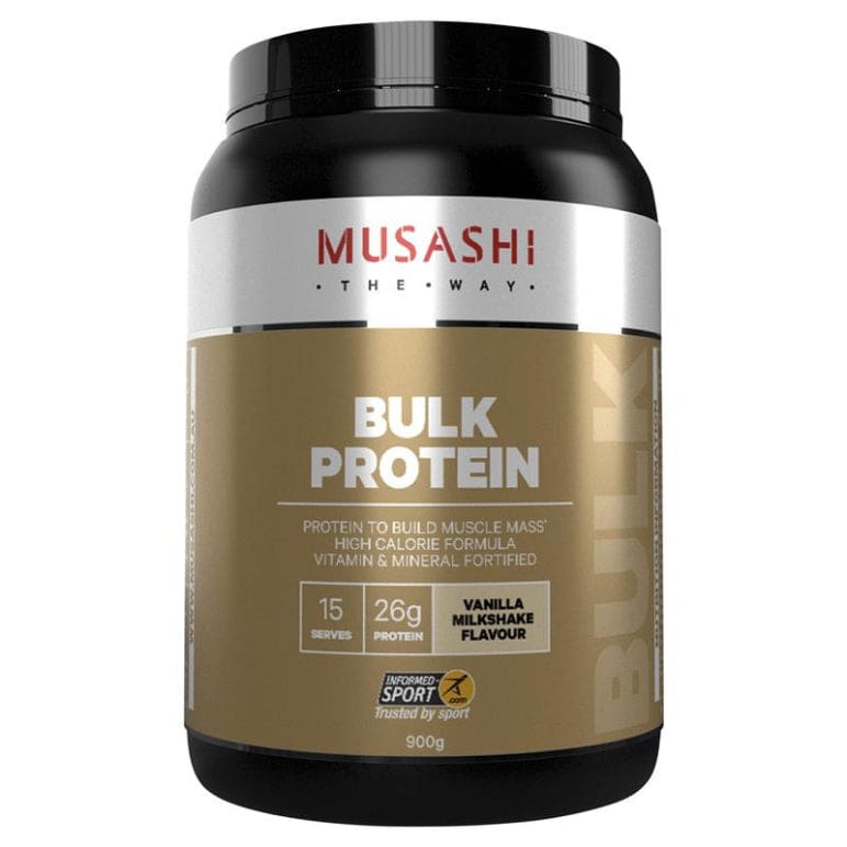 Musashi Bulk Protein Vanilla 900g front image on Livehealthy HK imported from Australia