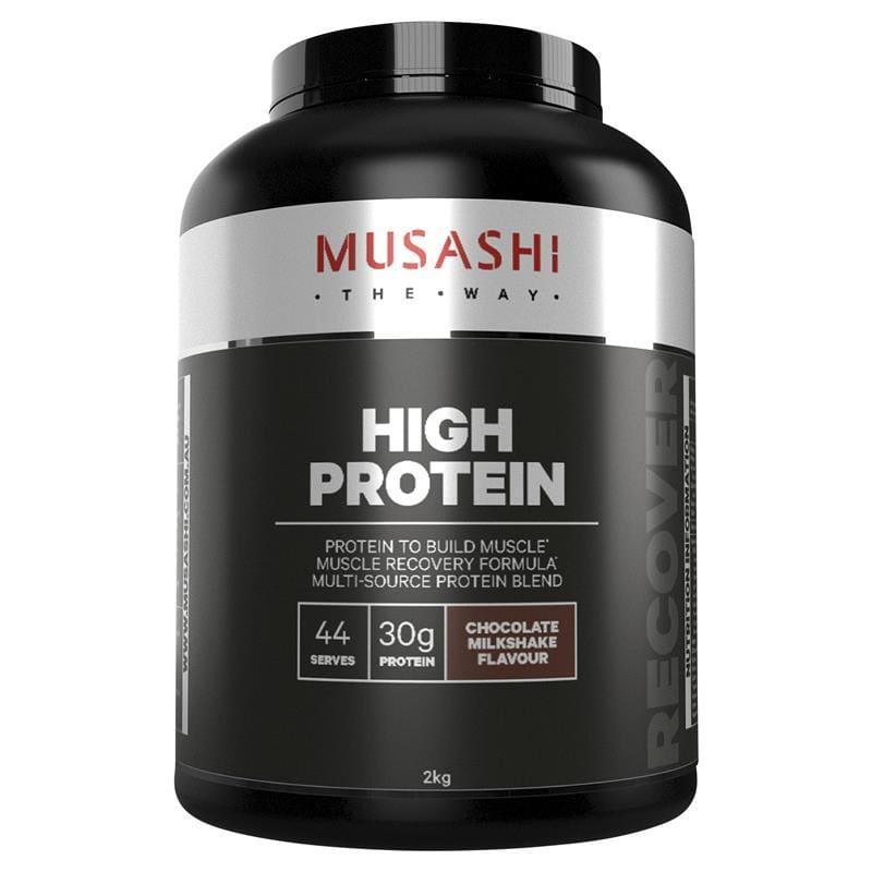 Musashi High Protein Chocolate 2kg front image on Livehealthy HK imported from Australia