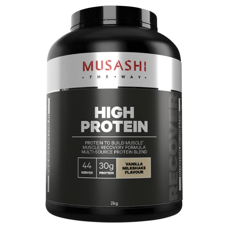 Musashi High Protein Vanilla 2kg front image on Livehealthy HK imported from Australia