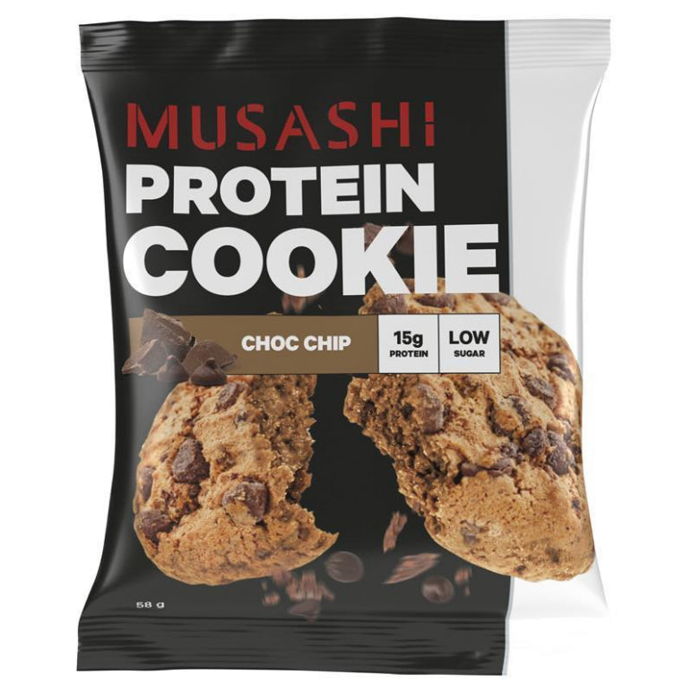 Musashi Protein Cookie Choc Chip 58g front image on Livehealthy HK imported from Australia