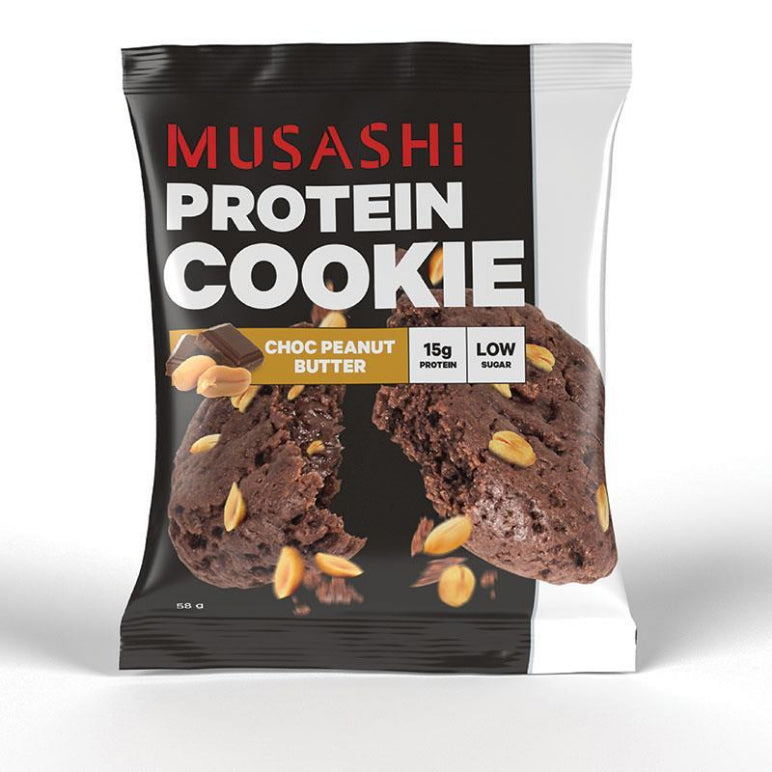 Musashi Protein Cookie Choc Peanut Butter 58g front image on Livehealthy HK imported from Australia
