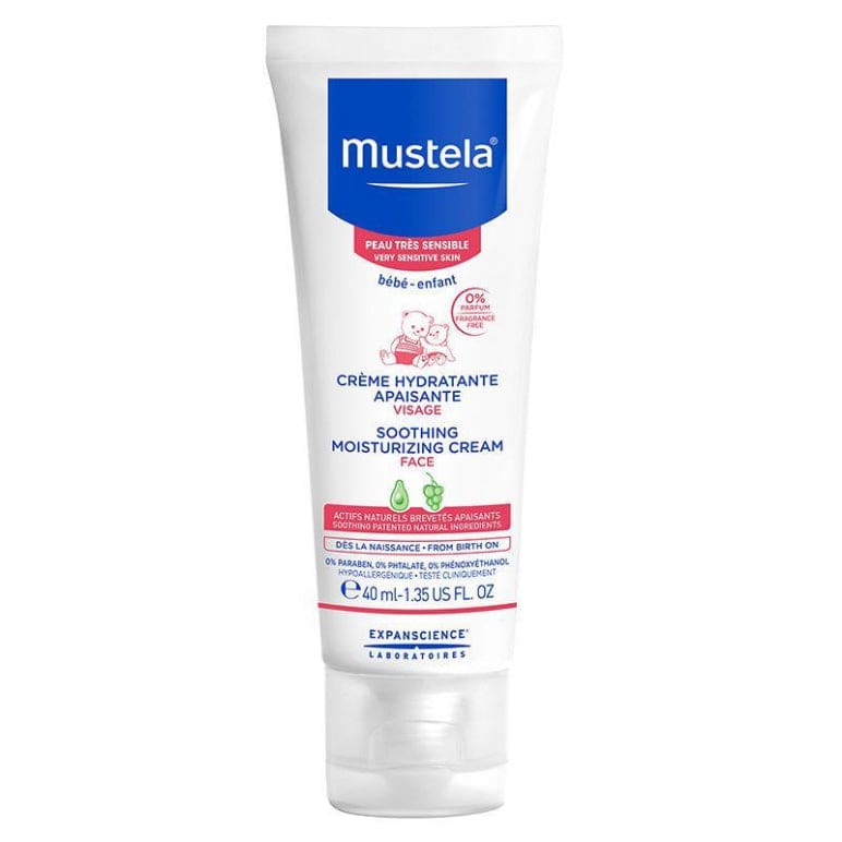 Mustela Soothing Moisturising Face Cream Fragrance Free 40ml front image on Livehealthy HK imported from Australia